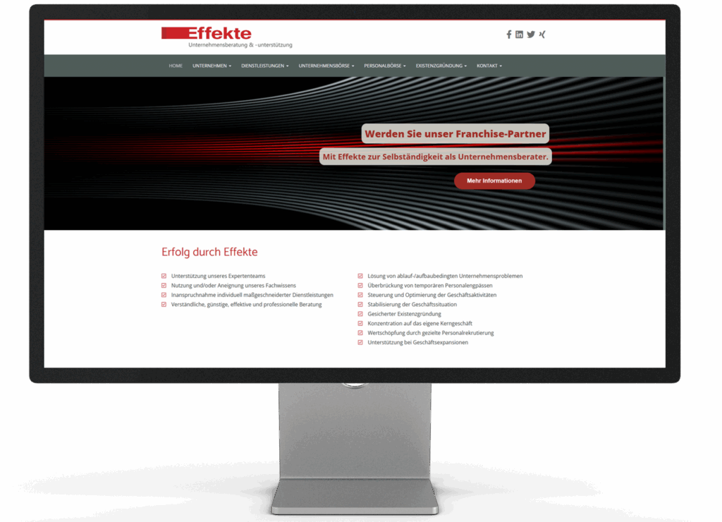Darstellung Effekte Unternehmensberatung Website