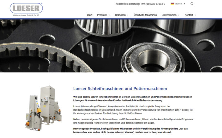 Website Loeser Schleifmaschinen