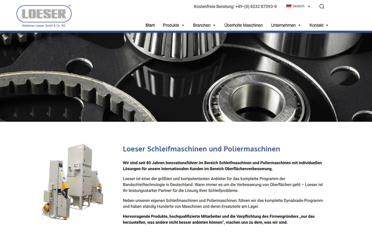 Website Loeser Schleifmaschinen