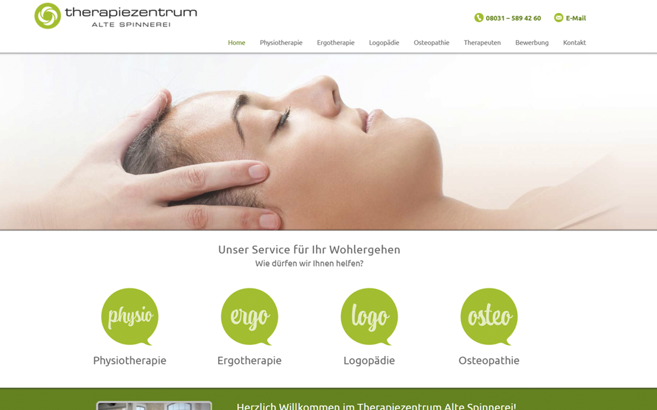 Website Therapiezentrum alte Spinnerei